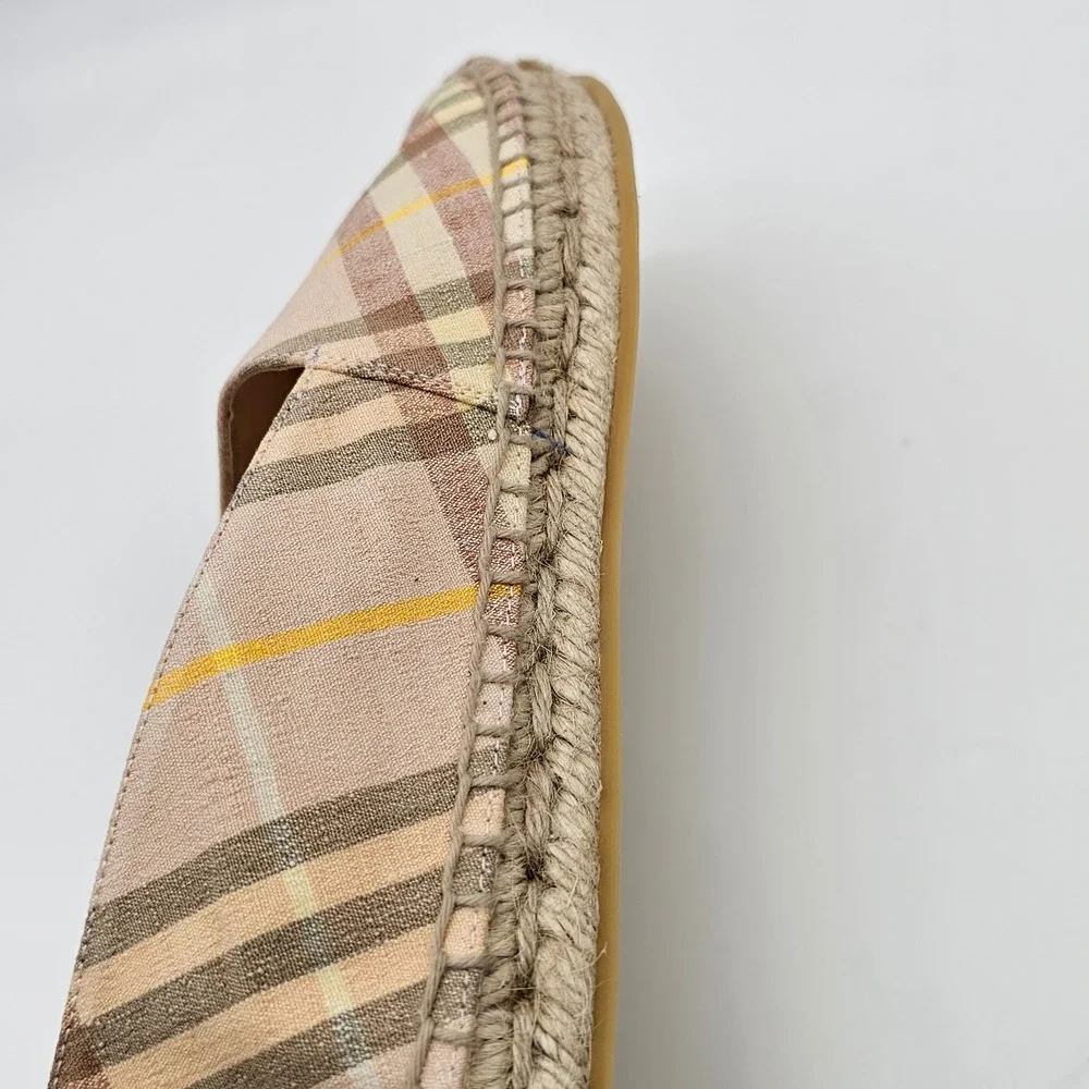 Burberry Espadrille Women‎ Mews Teacup IP Check Tan Canvas Slip On Flat Sz 7, 37